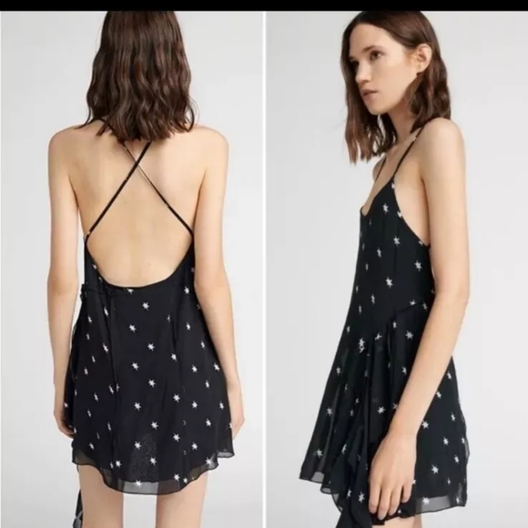 Re/Done "The 80's" Flirty Star Print Silk Mini Dress M NWT - Picture 3 of 7